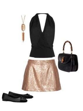 Decree Rose Gold Sequin Sparkly A-Line Mini Skirt Size M